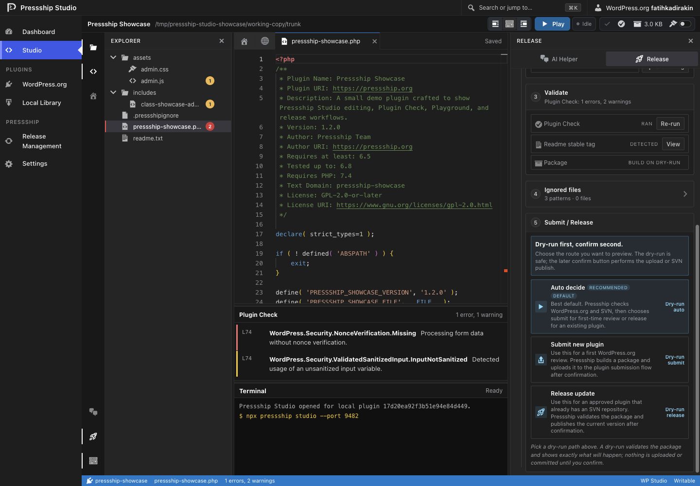 Ignored files section in the Release sidebar